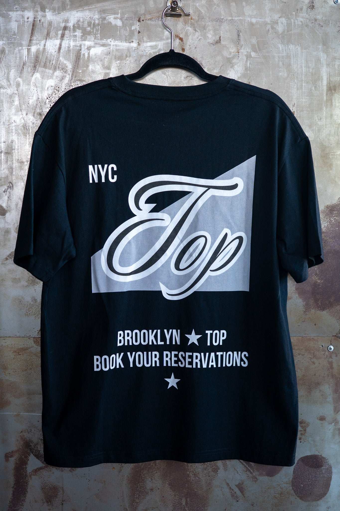 NYC Top Gay Pride Brooklyn Trans Pride on back of Black Oversize Tee Oversize Deep Drop Shoulder Tee - 190 GSM