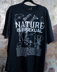 Nature is Bisexual Pride T-Shirt on Black Oversize Deep Drop Shoulder Tee Oversize Deep Drop Shoulder Tee - 190 GSM