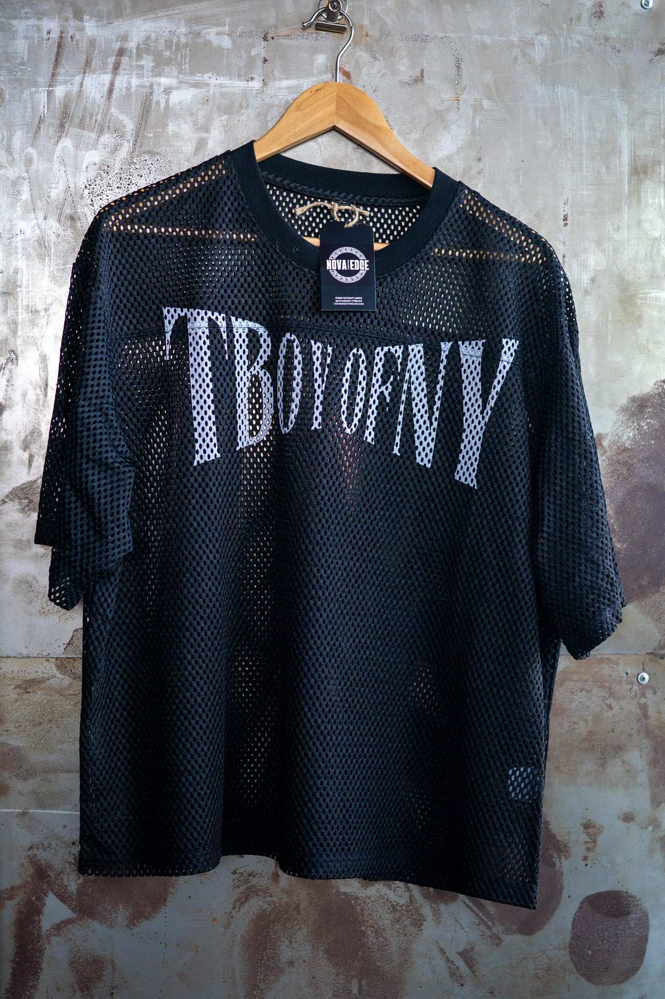 T Boy of NY Trans Pride Boxing Mesh Tee Black See-through Boxy Net T-shirt See-through Boxy Net T-Shirt