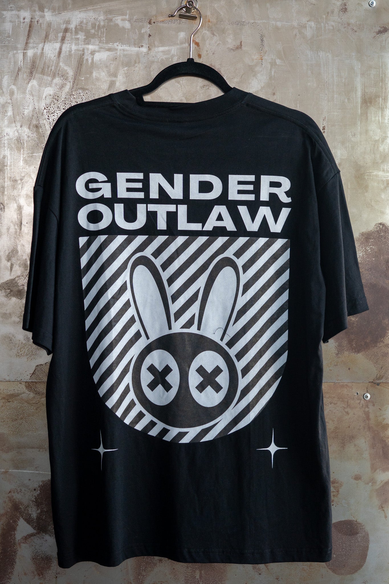 Gender Outlaw Mad Rabbit Graphic T-Shirt Streetwear Style Black Oversize Deep Drop Shoulder Tee Oversize Deep Drop Shoulder Tee - 190 GSM