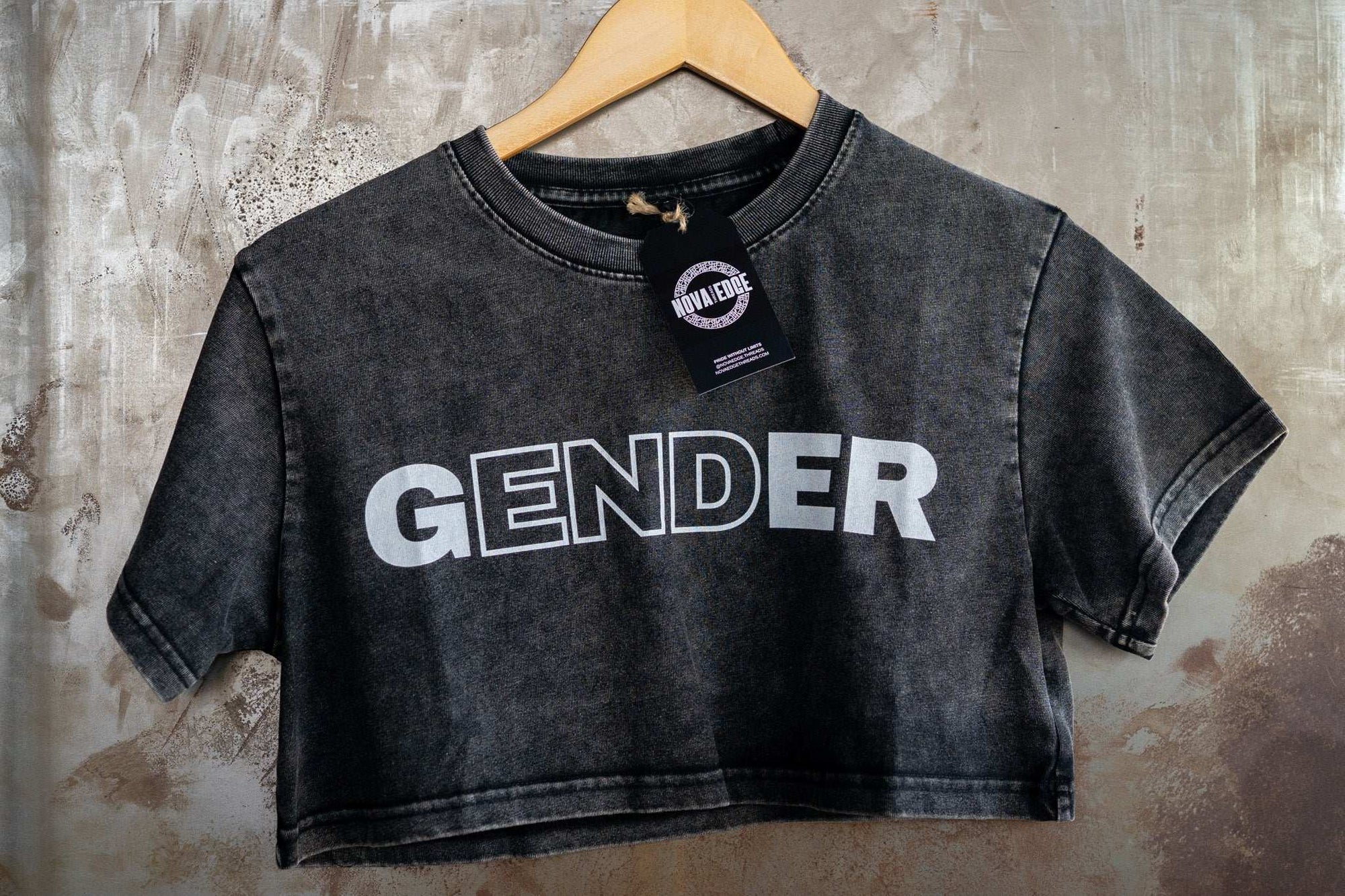End Gender Graphic Tee Cute Snow Washed Crop Top Snow Washed Crop Top