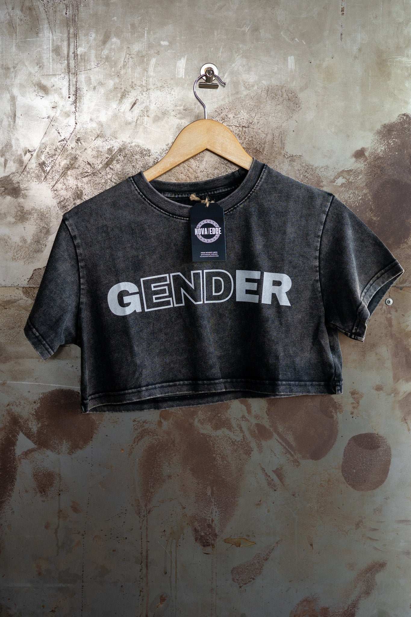 End Gender Graphic Tee Cute Snow Washed Crop Top Snow Washed Crop Top