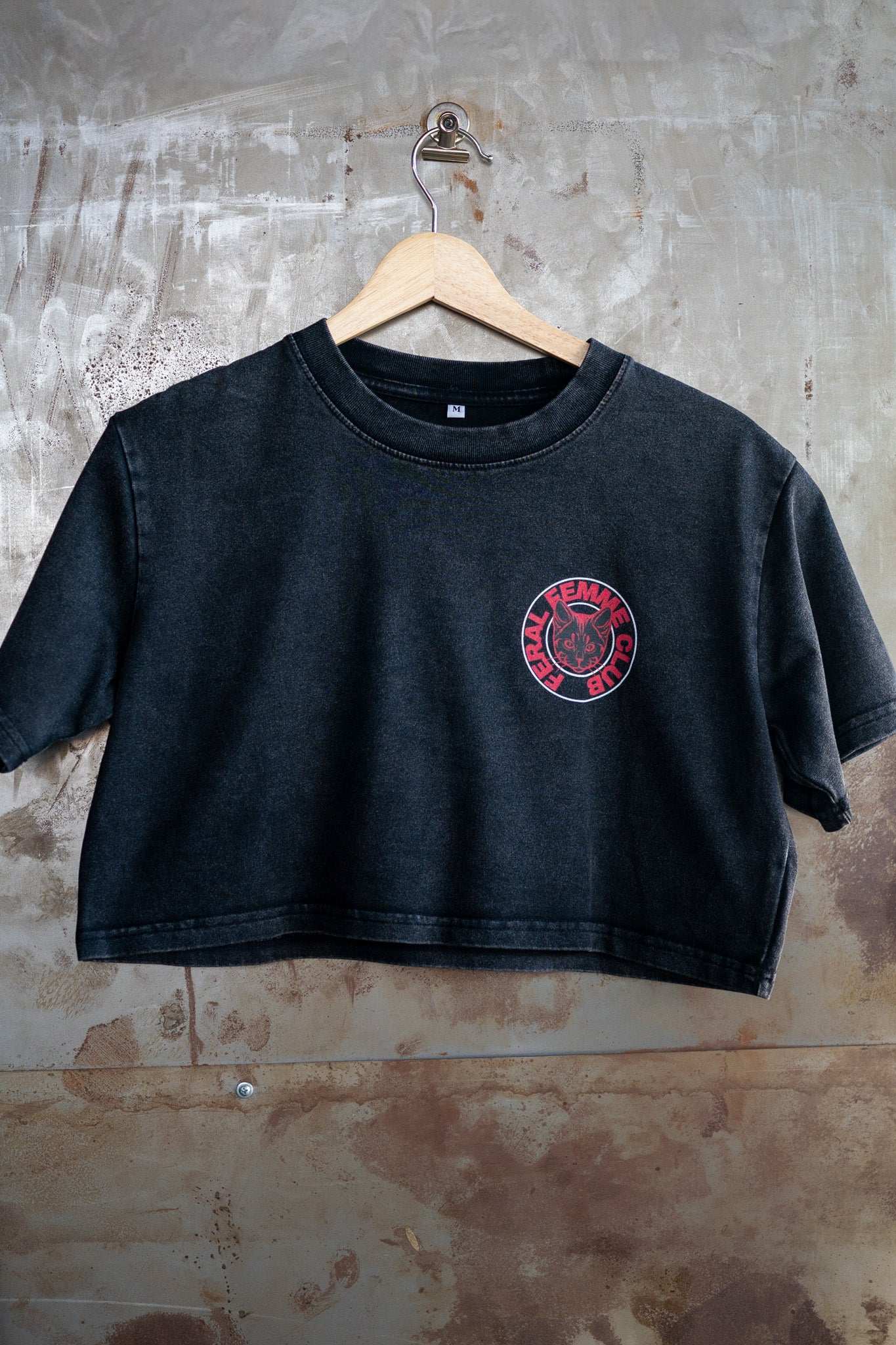 Feral Femme Club Red Lesbian & Queer Womxn Pride Snow Washed Crop Top Snow Washed Crop Top