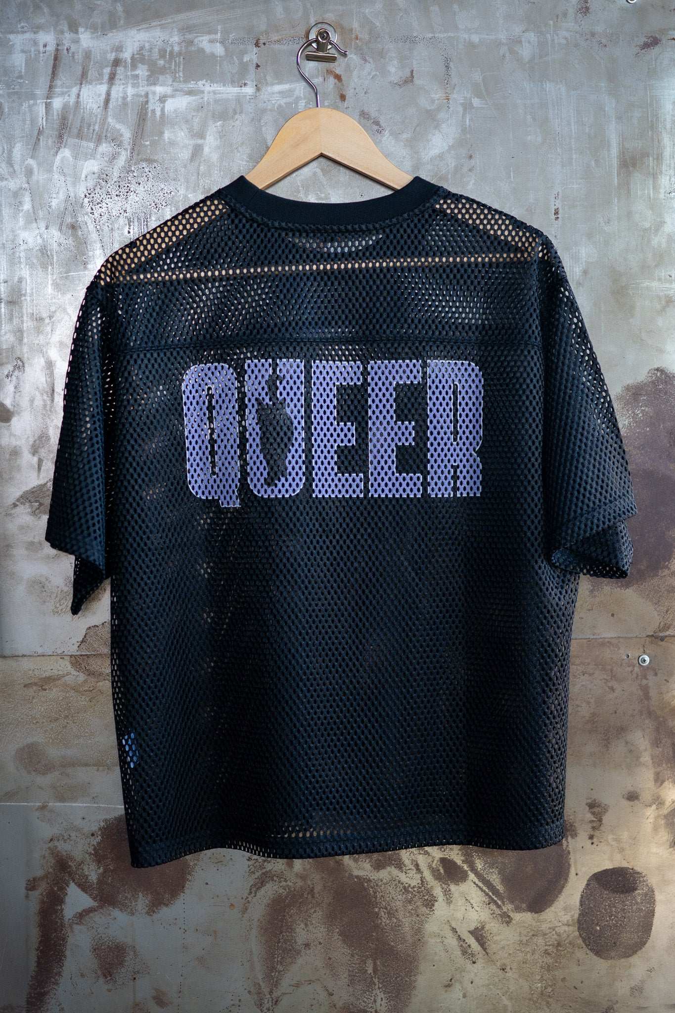 Queer Cat Club Queer Pride on Black Mesh Tee See-through Boxy Net T-shirt See-through Boxy Net T-Shirt
