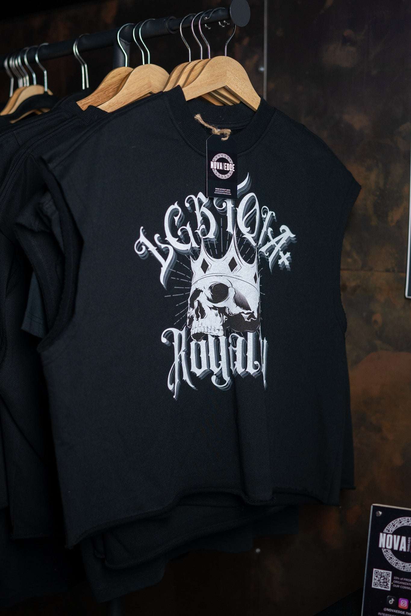 LGBTQIA+ Royalty Skull with a Crown on front of Black French Terry Boxy Pride Tank Top French Terry Boxy Tank Top