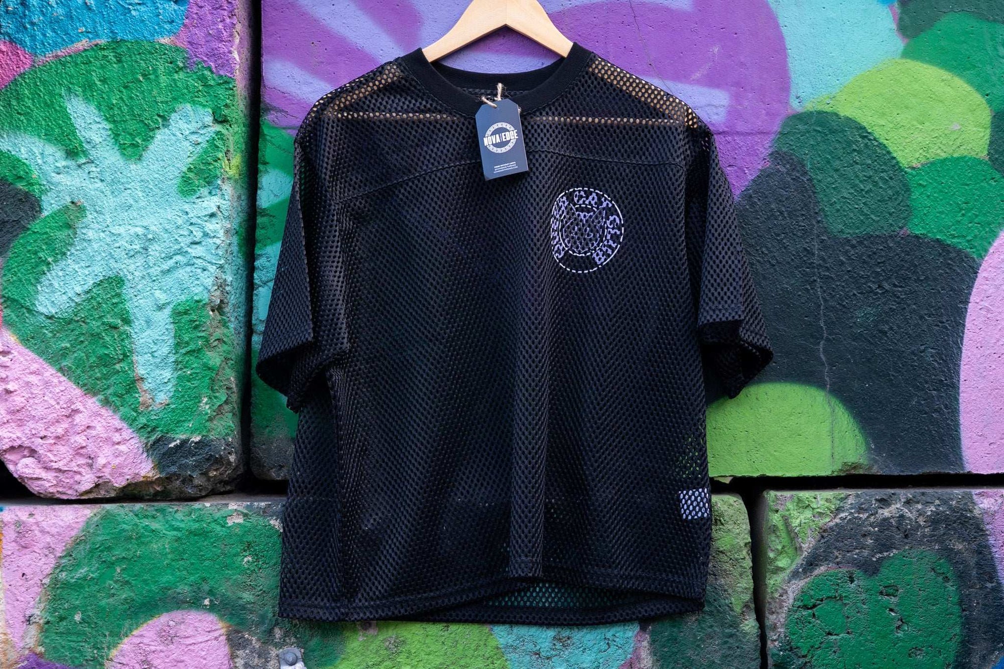 Queer Cat Club Queer Pride on Black Mesh Tee See-through Boxy Net T-shirt See-through Boxy Net T-Shirt