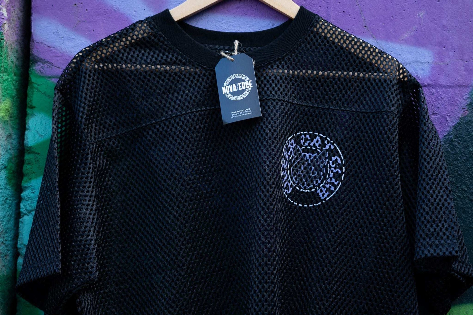 Queer Cat Club Queer Pride on Black Mesh Tee See-through Boxy Net T-shirt See-through Boxy Net T-Shirt