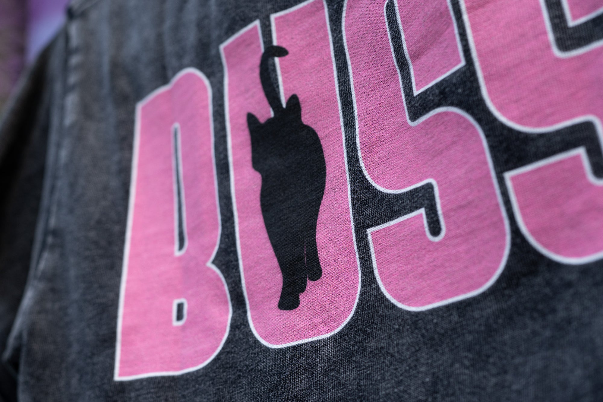 Bussy Cat Club Black and Pink Snow Washed Crop Top