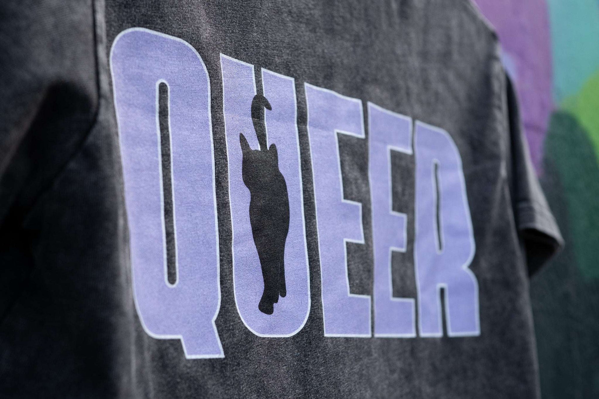 Queer Cat Club Queer Pride Lavender Text on Snow Washed Crop Top Snow Washed Crop Top