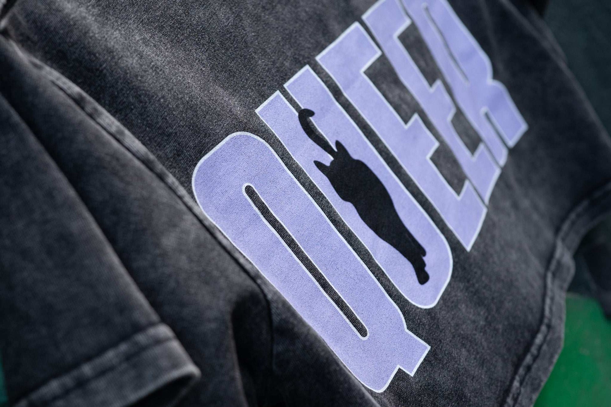 Queer Cat Club Queer Pride Lavender Text on Snow Washed Crop Top Snow Washed Crop Top