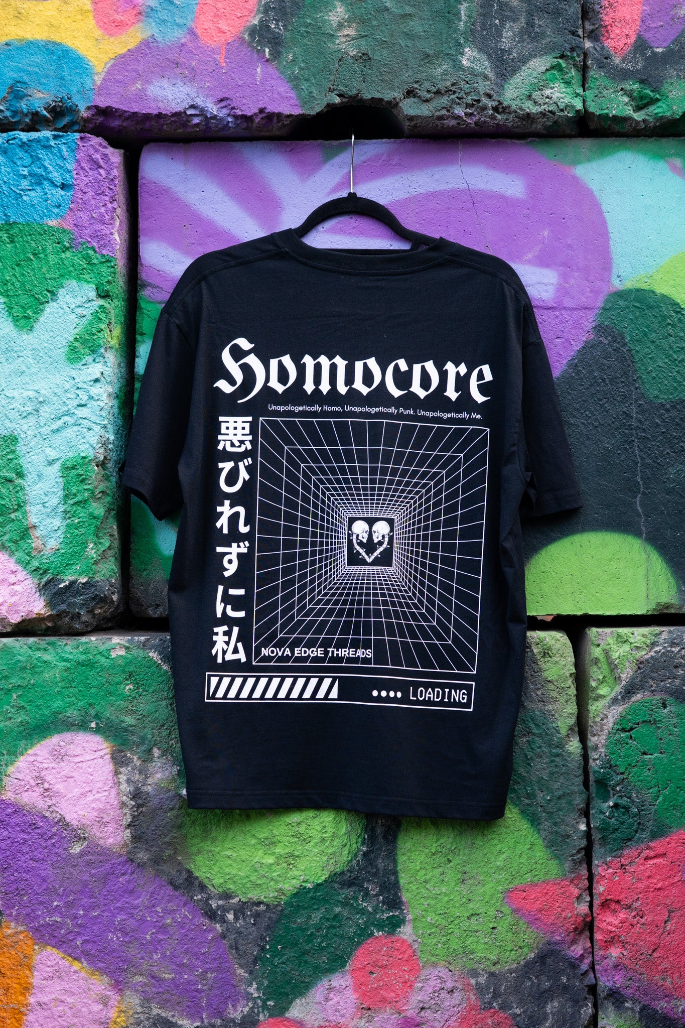 Unapologetically Homocore Graphic Tee Japanese Streetwear Inspired Black Oversize Deep Drop Shoulder Tee Oversize Deep Drop Shoulder Tee - 190 GSM