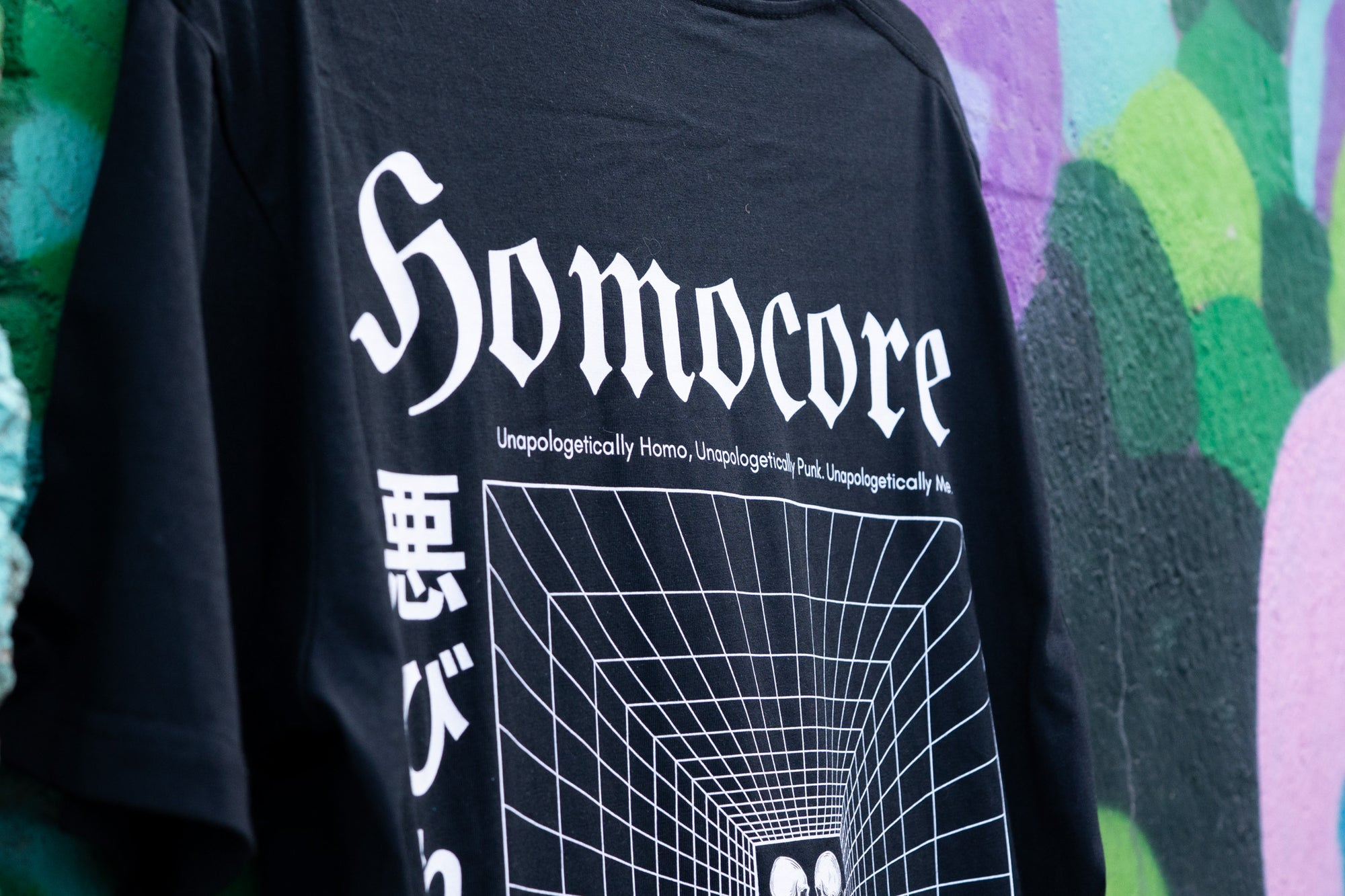 Unapologetically Homocore Graphic Tee Japanese Streetwear Inspired Black Oversize Deep Drop Shoulder Tee Oversize Deep Drop Shoulder Tee - 190 GSM