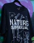 Nature is Bisexual Pride T-Shirt on Black Oversize Deep Drop Shoulder Tee Oversize Deep Drop Shoulder Tee - 190 GSM