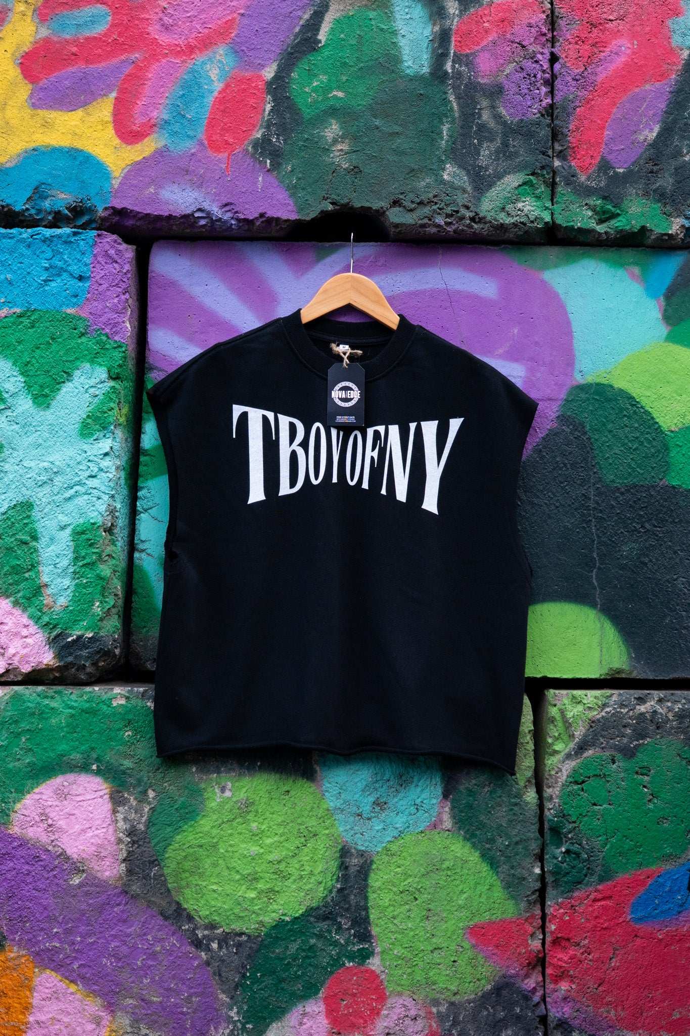 T Boy of NY Boxing Aesthetic front of Black French Terry Boxy Tank Top French Terry Boxy Tank Top