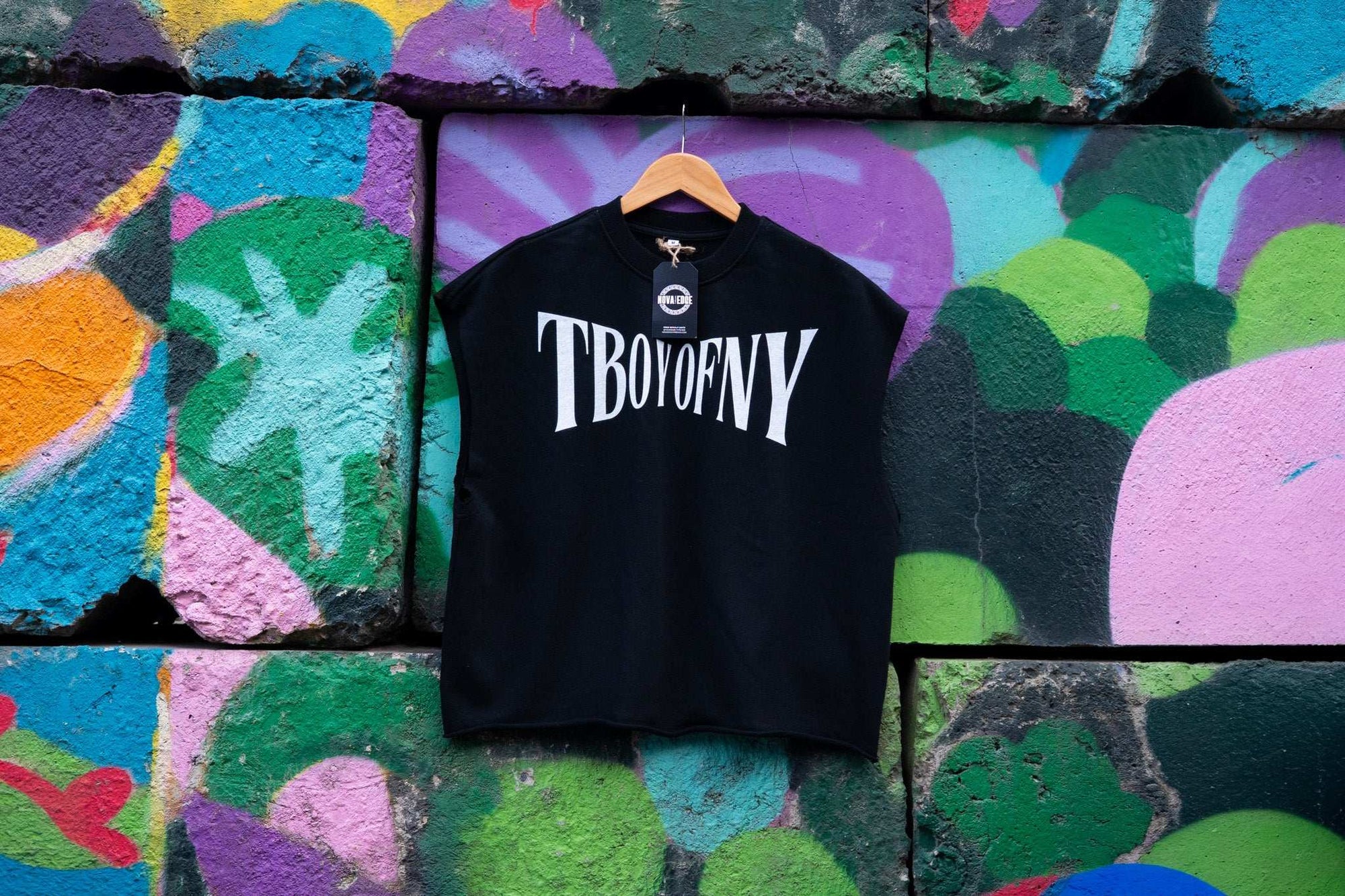 T Boy of NY Boxing Aesthetic front of Black French Terry Boxy Tank Top French Terry Boxy Tank Top