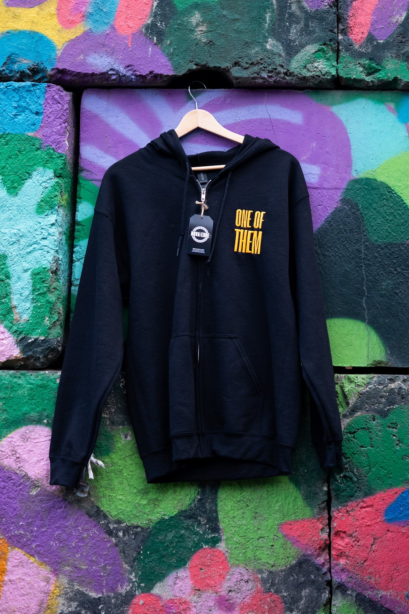 One of Them Enby Pride Yellow Embroidered Black heavy blend zip hoodie Heavy Blend Zip Hoodie