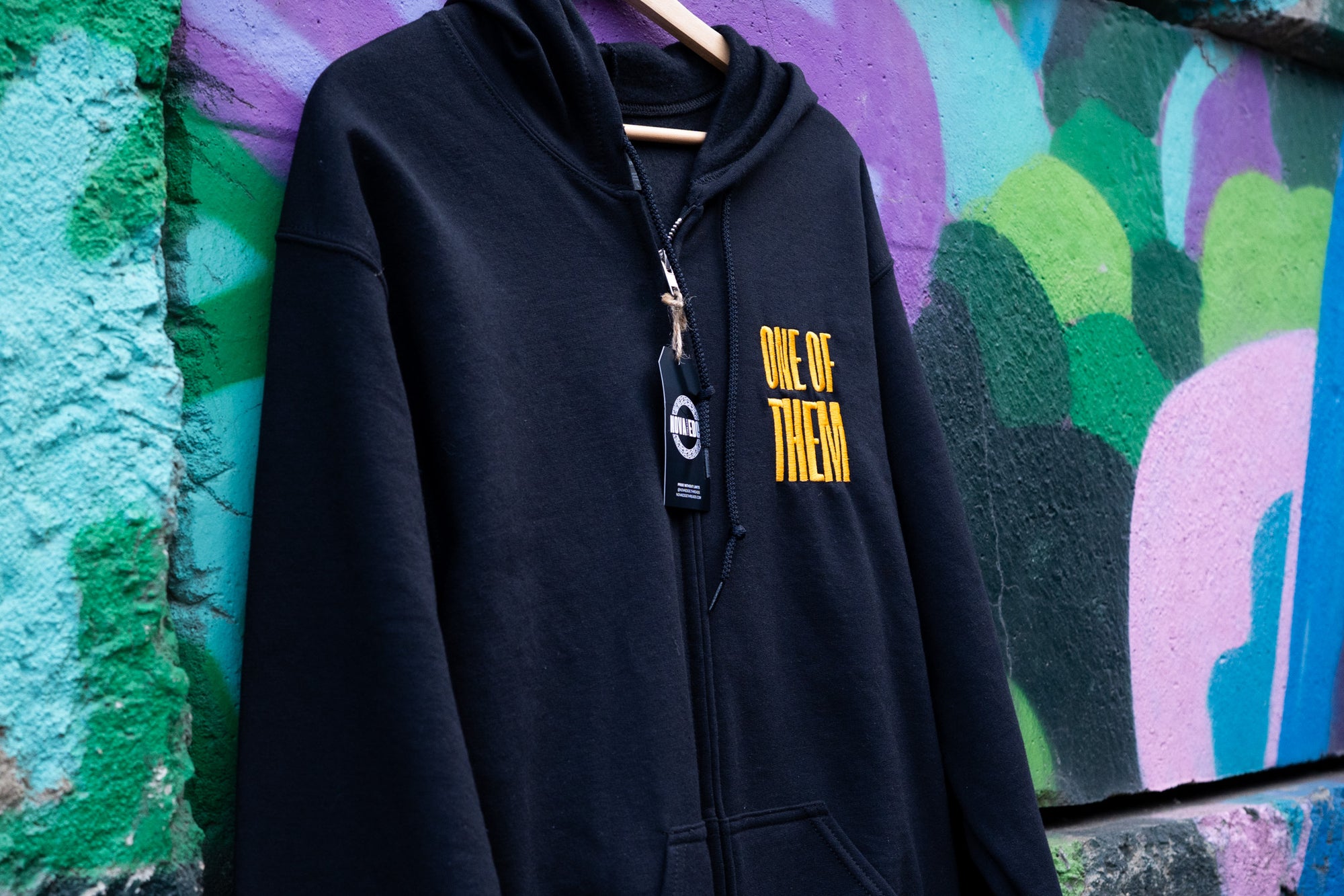 One of Them Enby Pride Yellow Embroidered Black heavy blend zip hoodie Heavy Blend Zip Hoodie