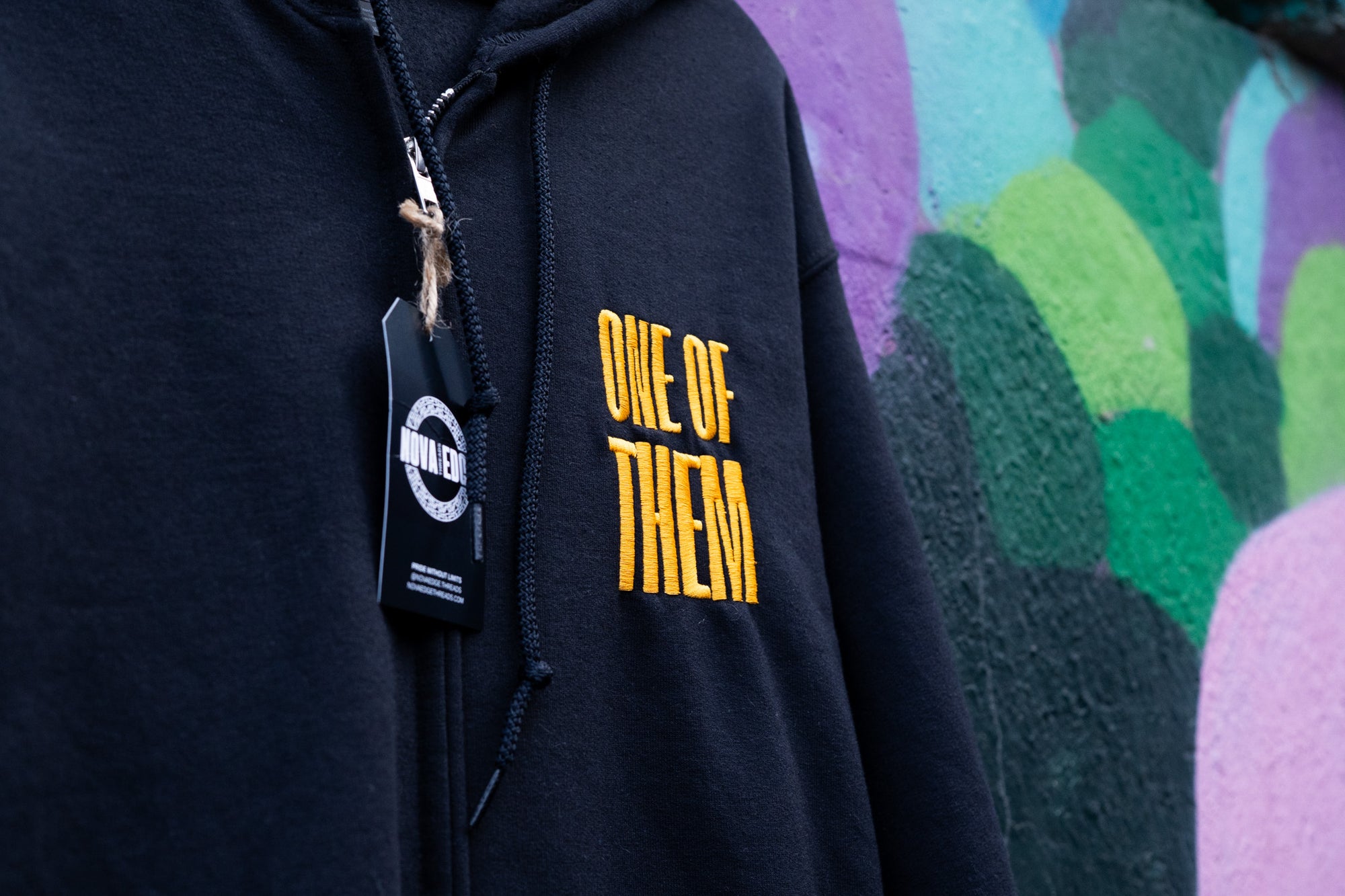 One of Them Enby Pride Yellow Embroidered Black heavy blend zip hoodie Heavy Blend Zip Hoodie