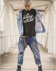 Bussy Cat Club T-Shirt Cute Trans Pride Gay Pride Shirt on Black Acid Wash Oversize T-Shirt Acid Wash Oversize T-Shirt