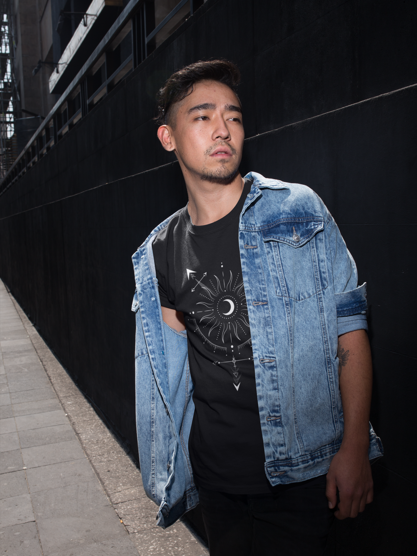 Trans Gender Symbol v1 Celestial Design Trans Pride Graphic Tee Relaxed Fit T-Shirt