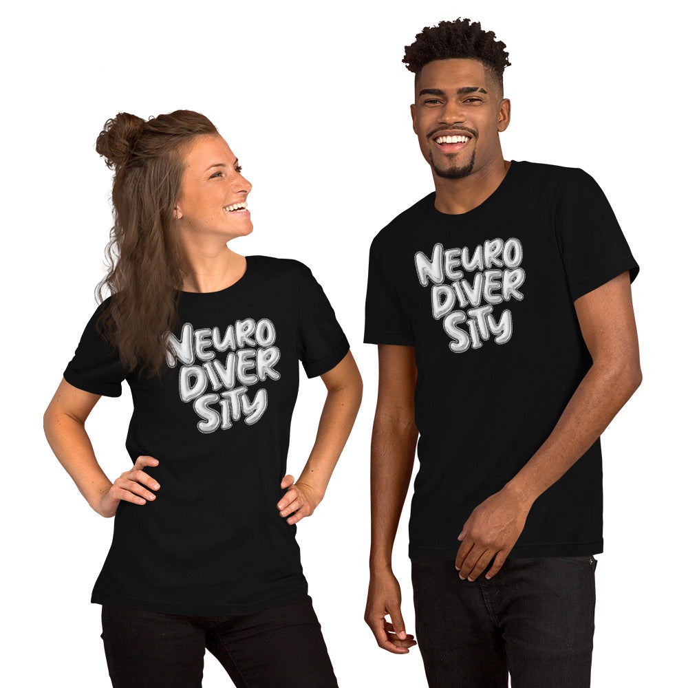 Neurodiversity Pride T-Shirt Chrome Bubble Letters Disability Pride Relaxed Fit T-shirt Relaxed Fit T-Shirt
