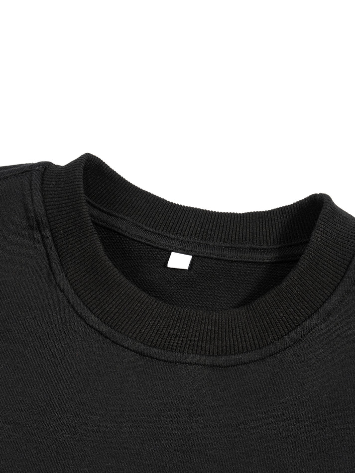 Close Up of Collar on Black French Terry Boxy Tank Top