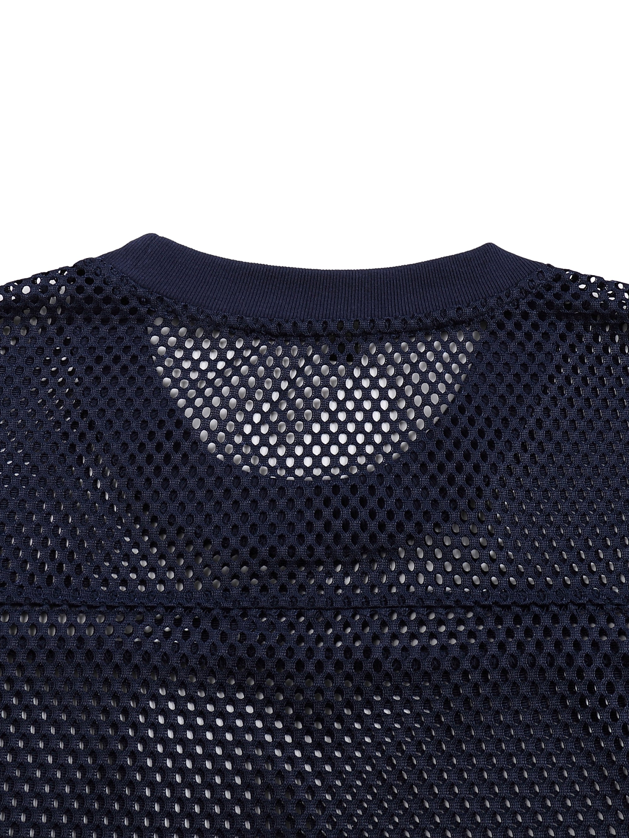Close up view of collar on Boxy Mesh Shirt