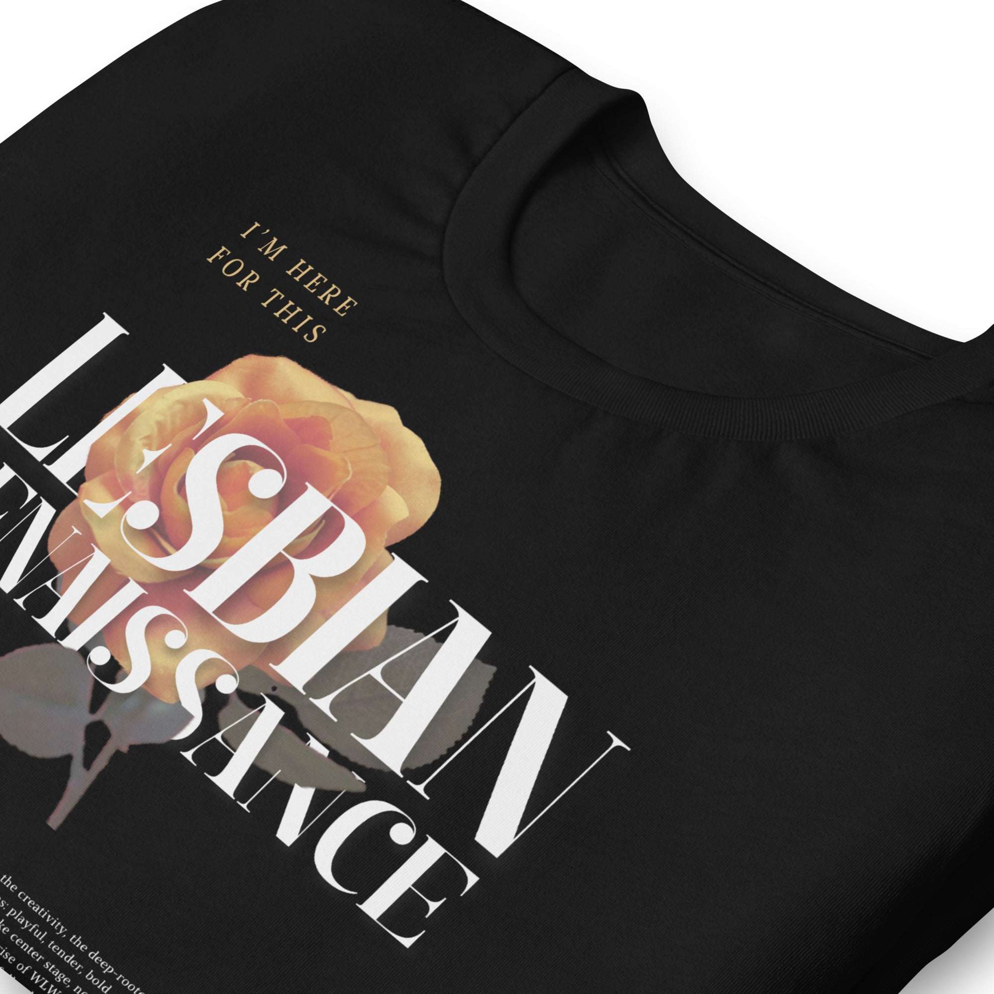Lesbian Renaissance Graphic Tee Sapphic Pride T-Shirt Black Relaxed Fit T-Shirt Relaxed Fit T-Shirt