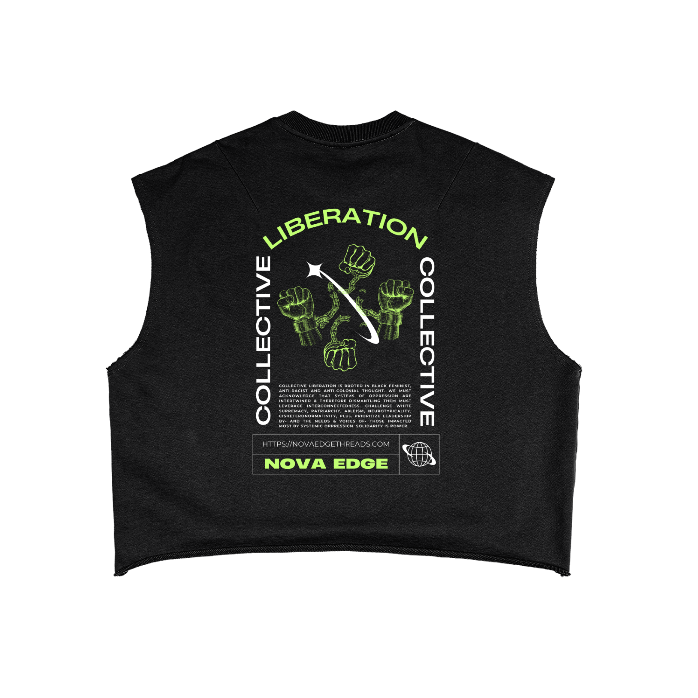 Collective Liberation Neon Green Protest Tank Black French Terry Boxy Tank Top French Terry Boxy Tank Top