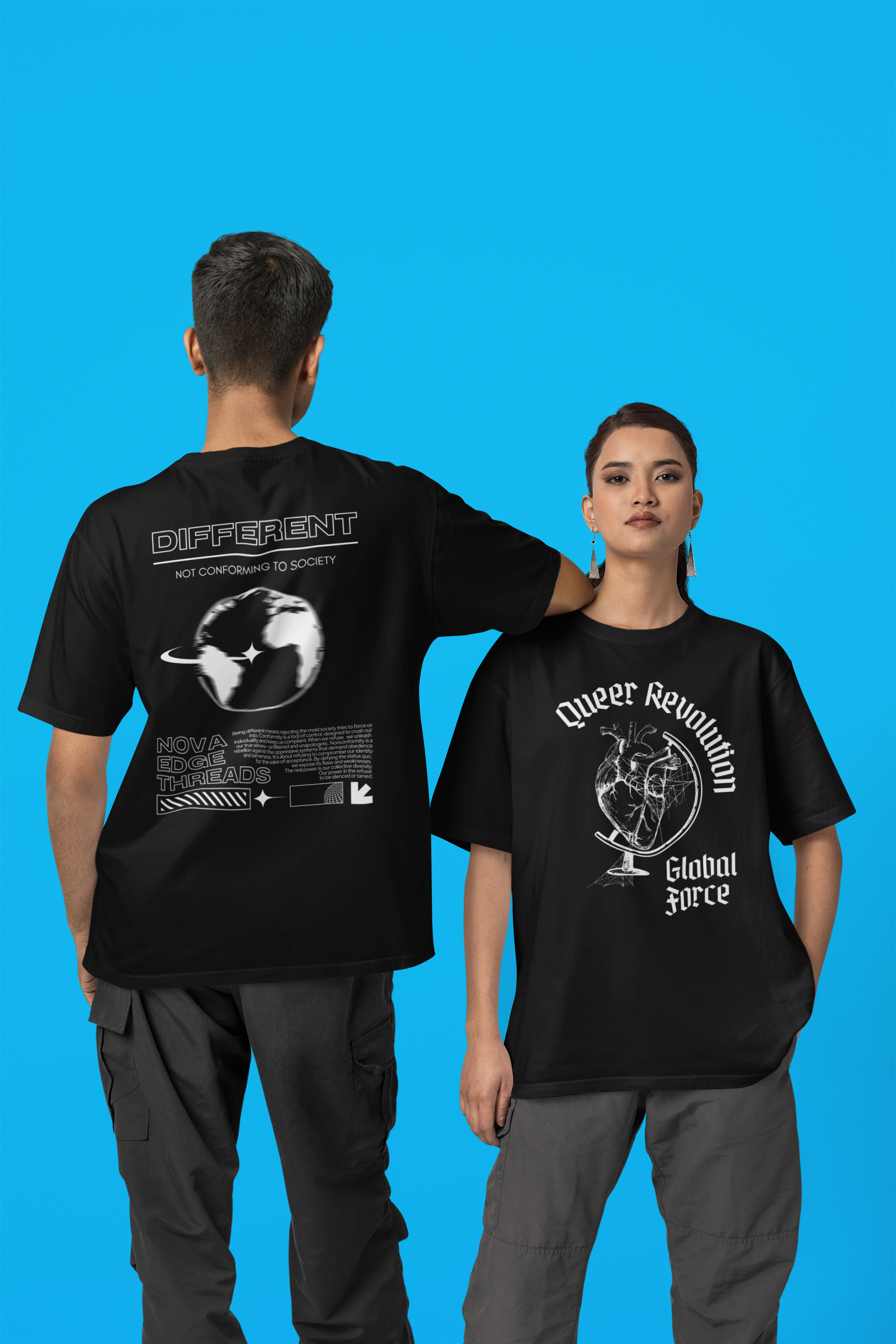 Queer Revolution Global Force Graphic Tee Spooky Season Oversize Tee Oversize Deep Drop Shoulder Tee - 190 GSM