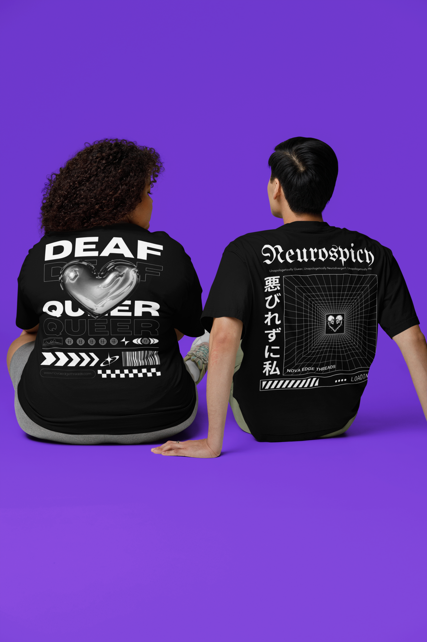 Deaf & Queer Streetwear Graphic Tee Disability Pride Oversize Deep Drop Shoulder Tee - 190 GSM