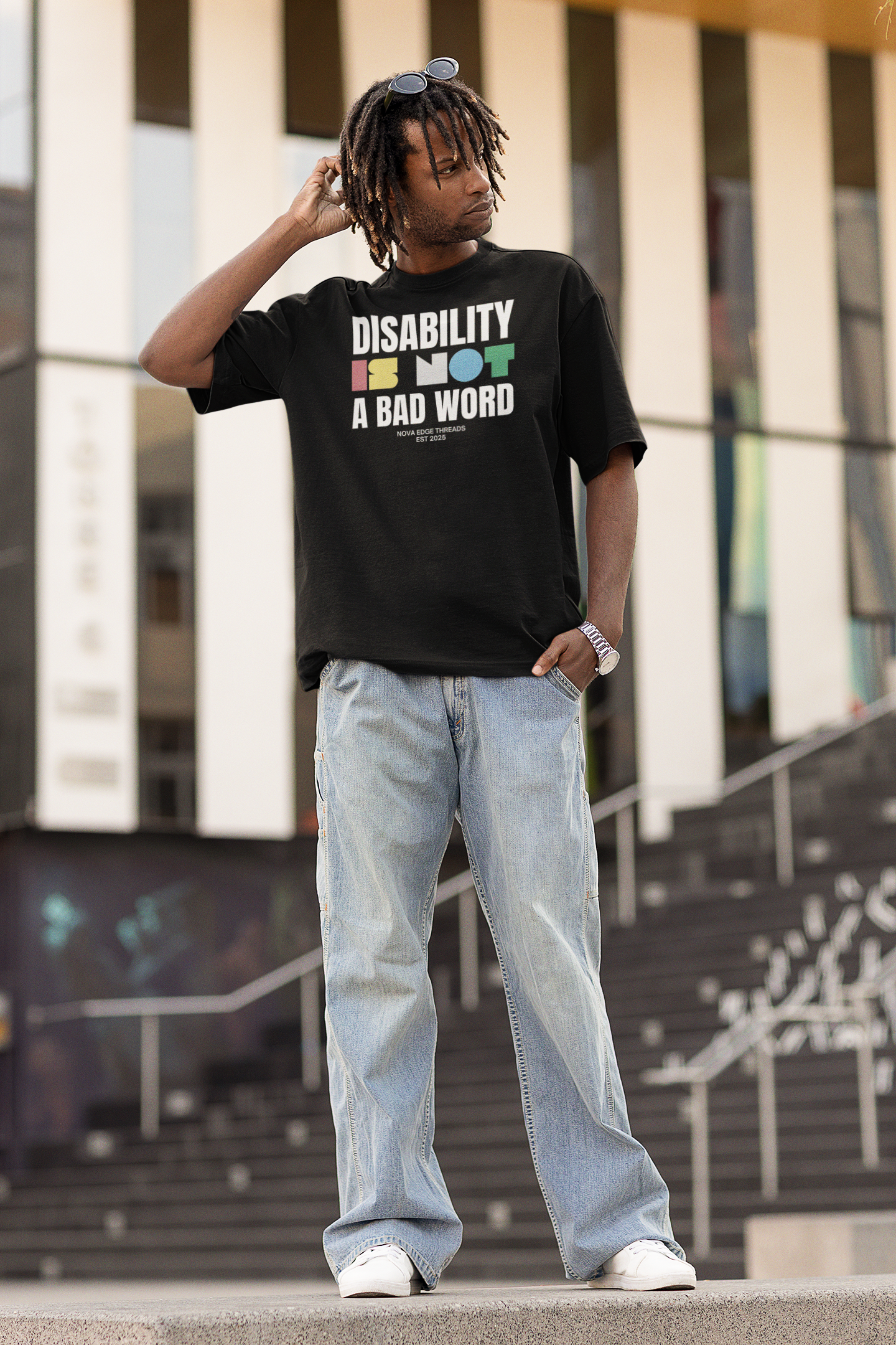 Disability is NOT a bad word Disability Pride Size Inclusive Black Oversize Tee Size Inclusive Oversize Tee
