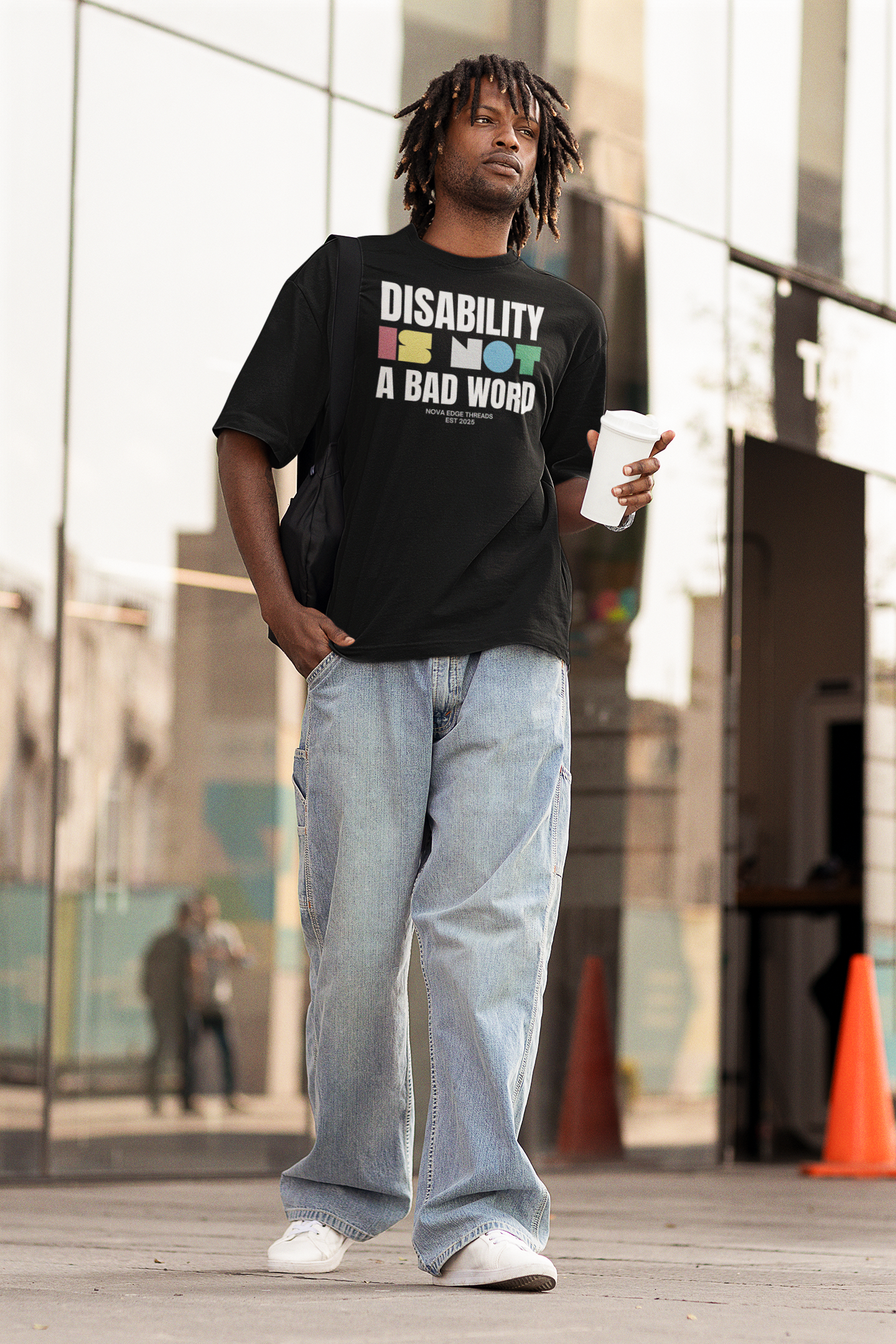 Disability is NOT a bad word Disability Pride Size Inclusive Black Oversize Tee Size Inclusive Oversize Tee