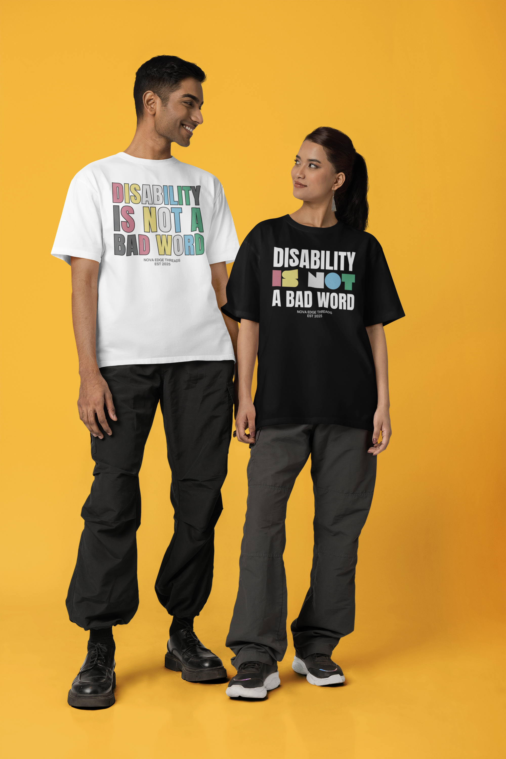 Disability is NOT a bad word Disability Pride Size Inclusive Black Oversize Tee Size Inclusive Oversize Tee