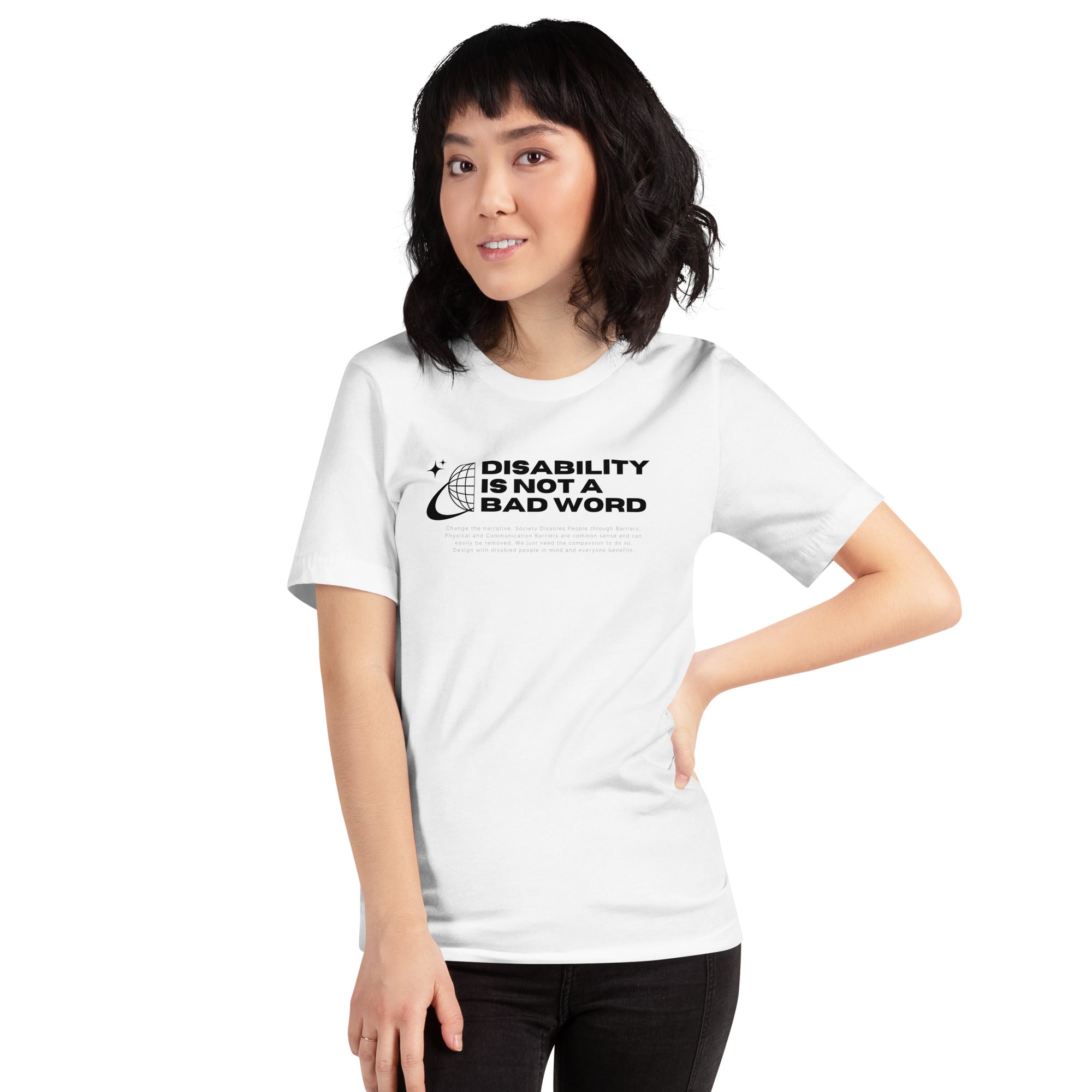 Disability is not a bad word Disability Pride Tee White Relaxed fit T-shirt Relaxed Fit T-Shirt