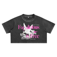 Fagalicious & Free Graphic Tee Black Pink Pegasus Bisexual Pride Snow Washed Crop Top Snow Washed Crop Top