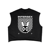 Intersex Pride Mad Rabbit on back of Black French Terry Boxy Tank Top French Terry Boxy Tank Top