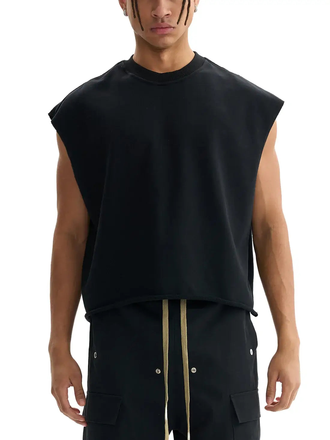 Queer Witchcraft Unholy Lesbian Pride on back of Black French Terry Boxy Tank Top French Terry Boxy Tank Top