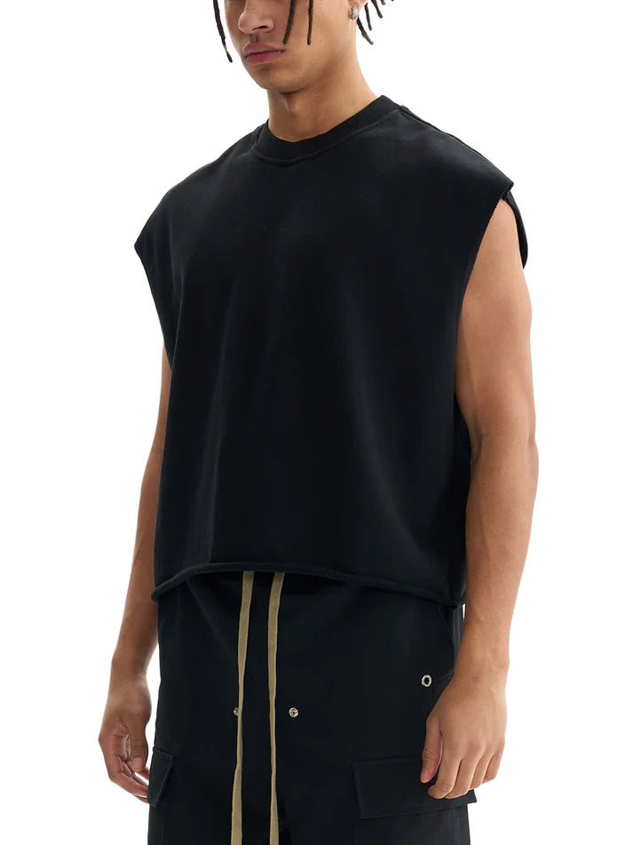 Gender Outlaw Mad Rabbit back of Black French Terry Boxy Tank Top