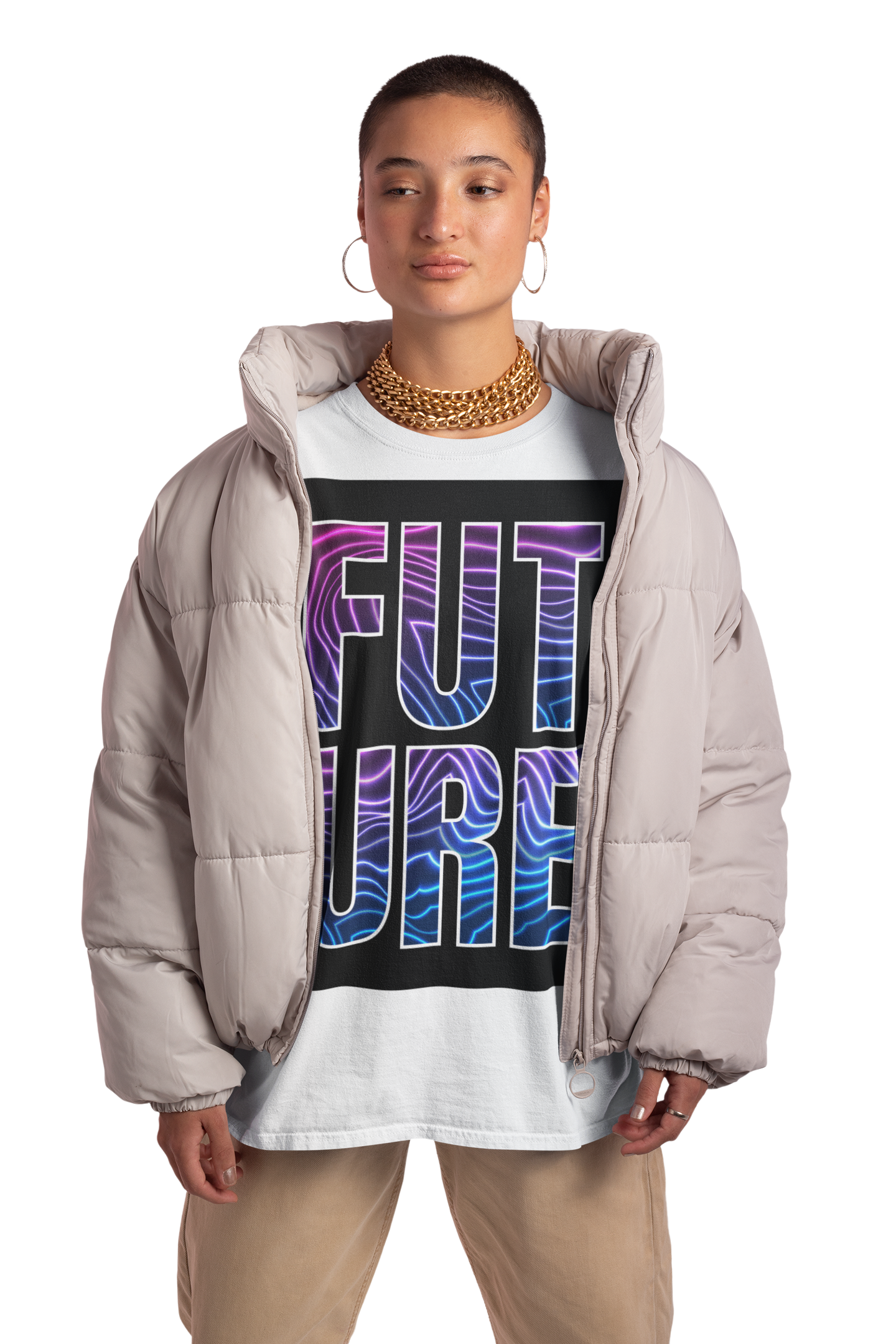 Future Graphic Tee the Future is Fluid Neon Lights Pride Gear Oversize Deep Drop Shoulder Tee - 190 GSM