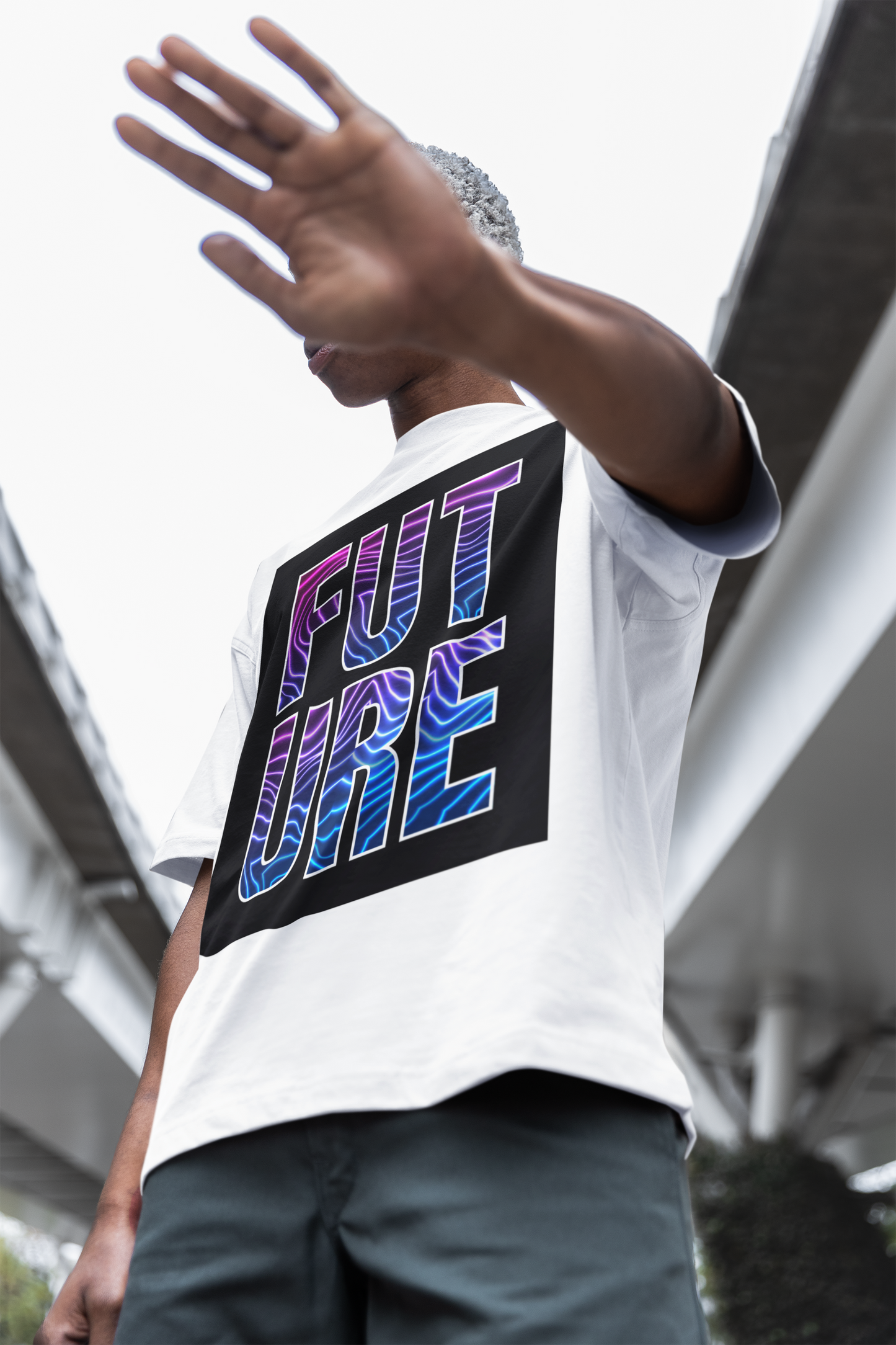 Future Graphic Tee the Future is Fluid Neon Lights Pride Gear Oversize Deep Drop Shoulder Tee - 190 GSM