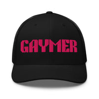 Pink Gaymer Trucker Hat Pixelated Gay Pride Trucker Cap Retro Trucker Hat