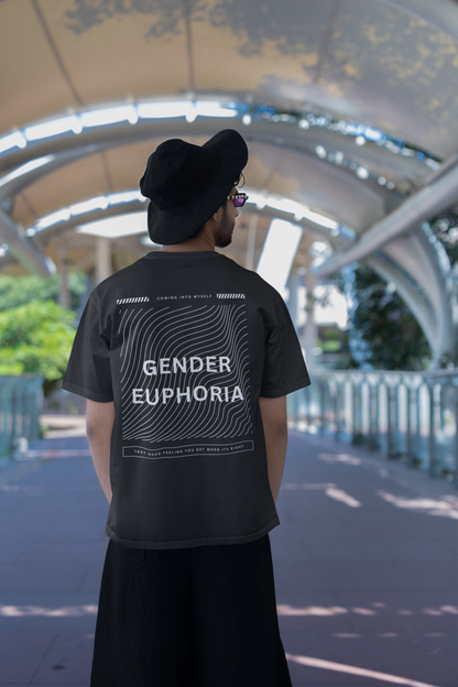 Gender Euphoria Graphic Tee Streetwear Style on Black Grey Vintage Wash Frayed T-Shirt - 260 GSM