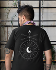 Genderqueer _ Non-Binary Gender Symbol Design Celestial Streetwear Style on Black Vintage Wash Frayed T-Shirt - 260 GSM