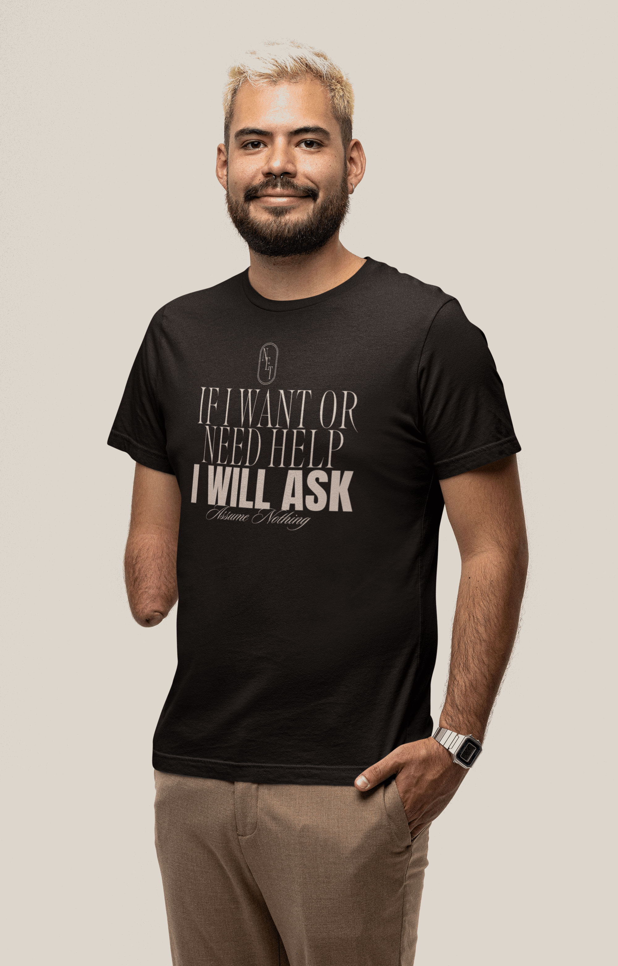 If I want or need help, I will ask Disability Pride Relaxed Fit T-shirt Relaxed Fit T-Shirt