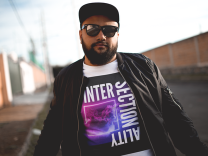 Intersectionality Graphic Tee Neon Lights Smoke Streetwear Inspired Oversize Deep Drop Shoulder Tee - 190 GSM