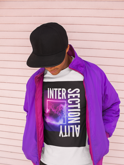 Intersectionality Graphic Tee Neon Lights Smoke Streetwear Inspired Oversize Deep Drop Shoulder Tee - 190 GSM