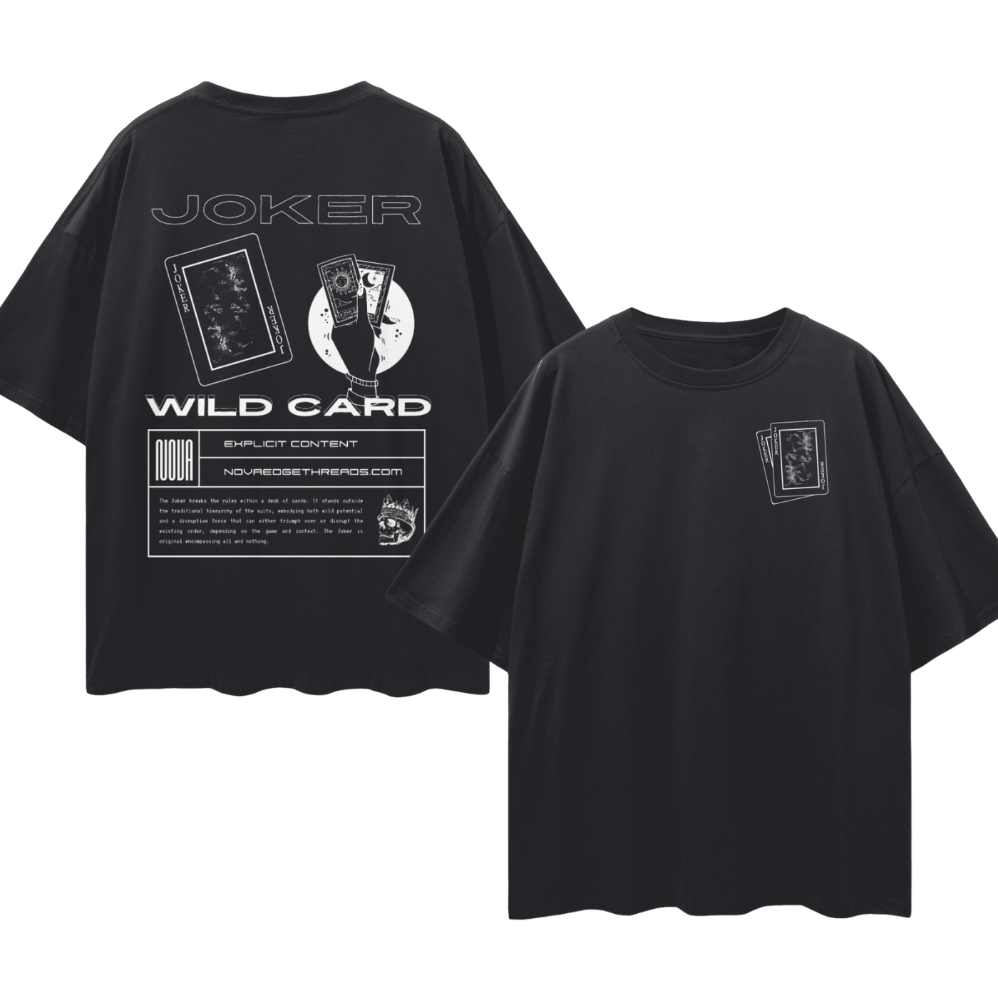 Joker Streetwear T-Shirt Wild Card Outsider Series Black Oversize Tee Oversize Deep Drop Shoulder Tee - 190 GSM