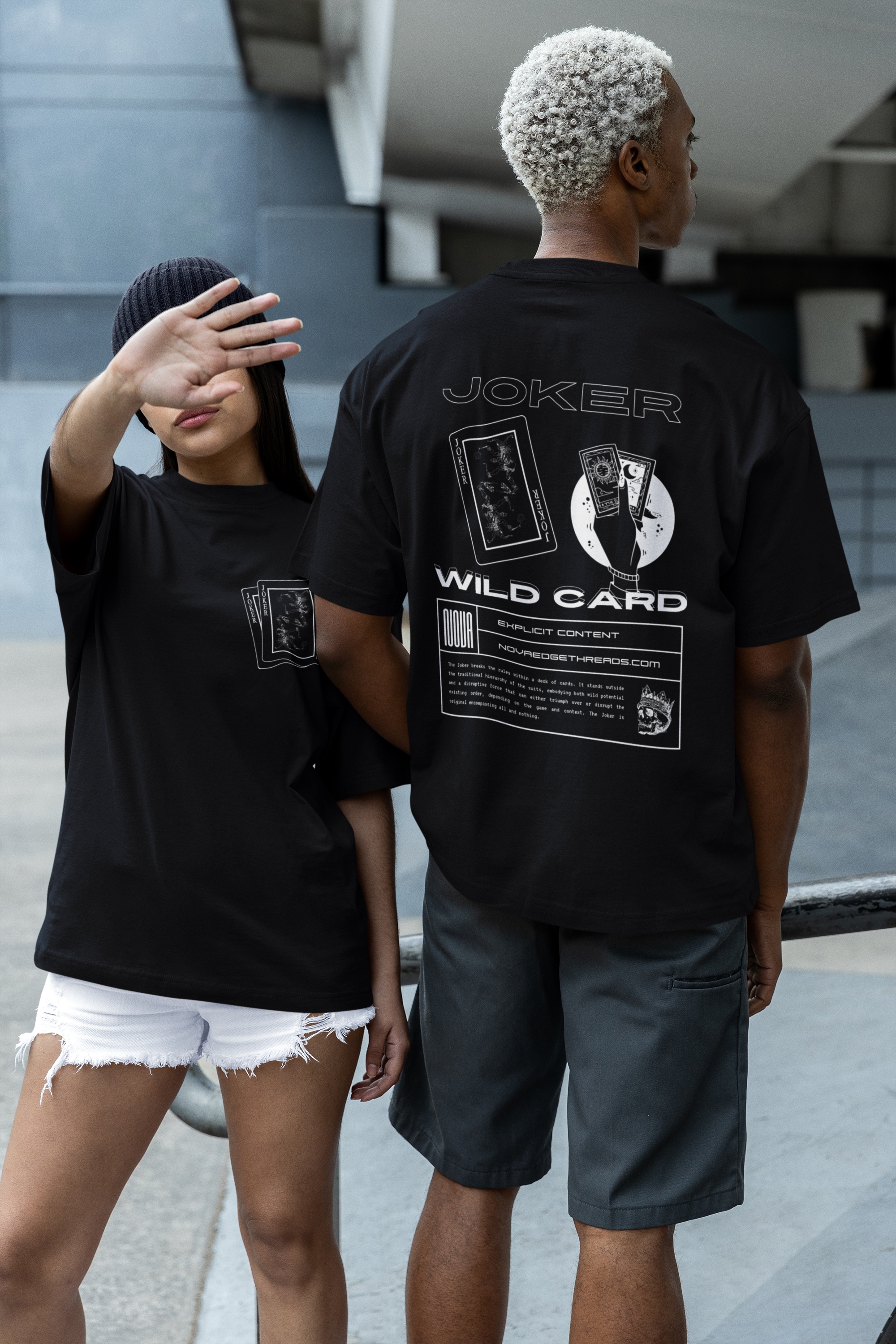 Joker Streetwear T-Shirt Wild Card Outsider Series Black Oversize Tee Oversize Deep Drop Shoulder Tee - 190 GSM