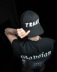 Trans Pride Punk Lettering Embroidered on Black Retro Trucker Cap Retro Trucker Hat